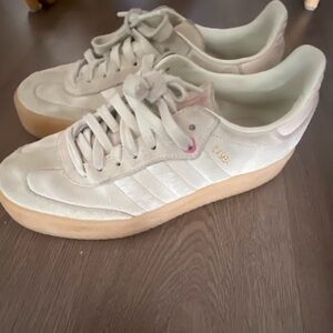 Adidas Women's Beige and Pink Sneakers
